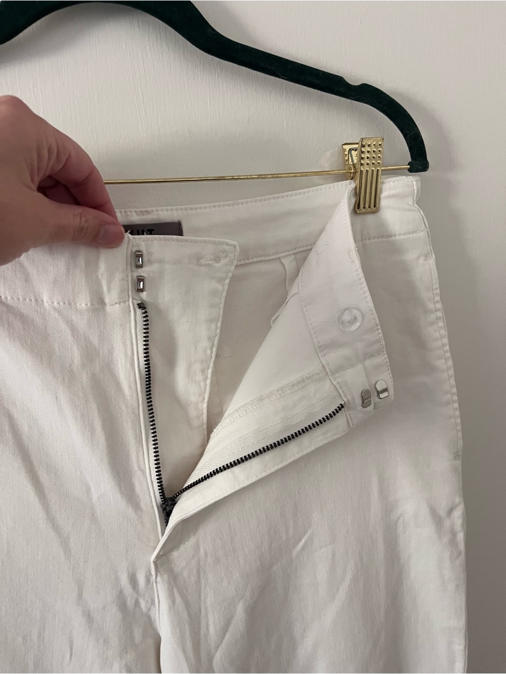 KUT From The KLOTH Jeans Meg Wide Leg White Twill Stretch Pants Size 10 - Picture 4 of 15